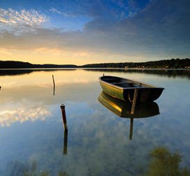 boat on a still lake