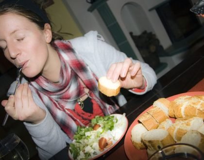 lady enjoying a salad